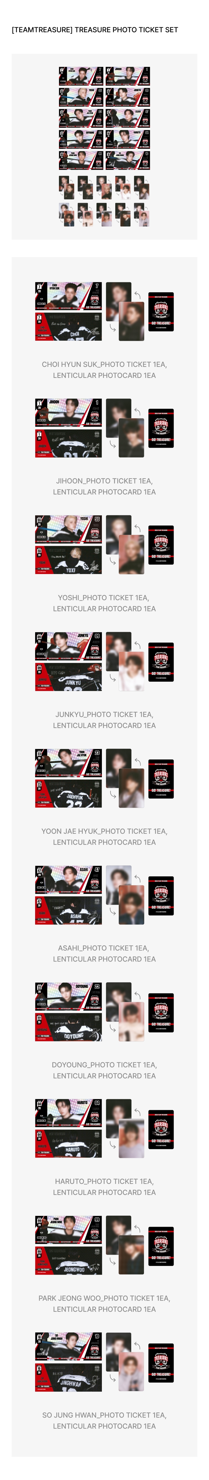 [TEAMTREASURE] TREASURE PHOTO TICKET SET 1 detail