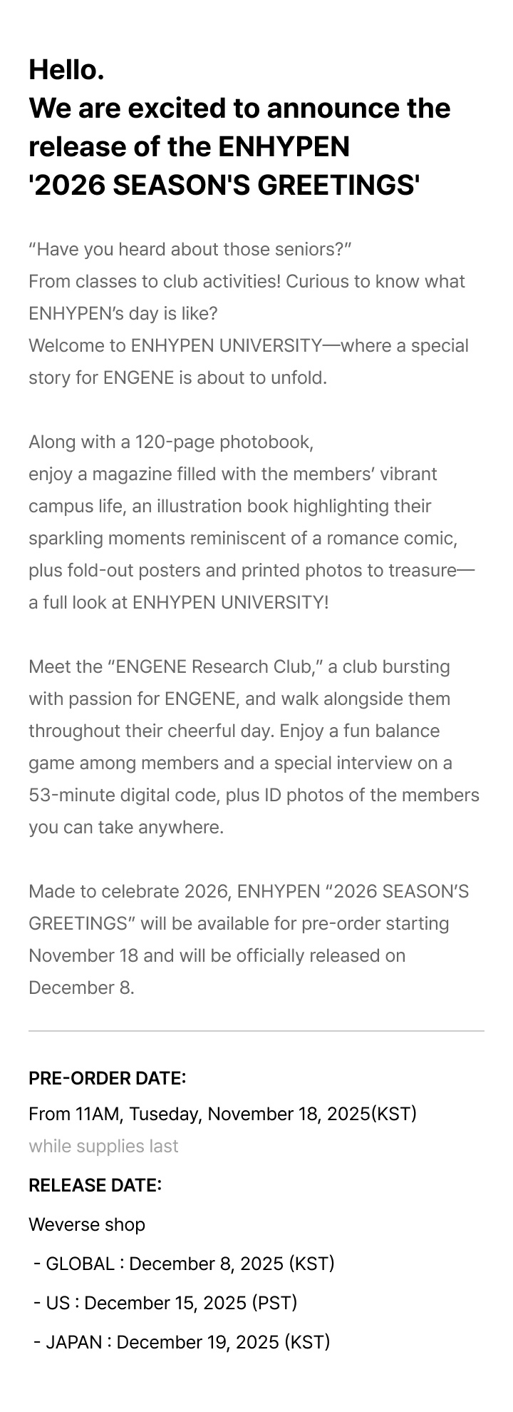 ENHYPEN 2026 SEASON'S GREETINGS / 2026 GGU GGU BOOK (SET) 2 detail