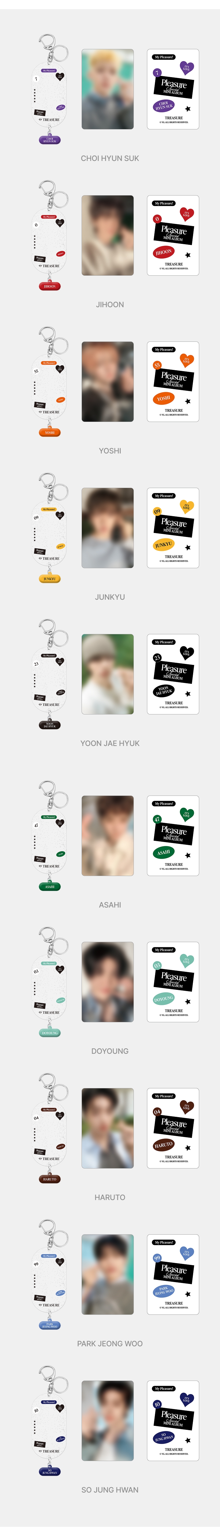[PLEASURE] TREASURE PVC PHOTOCARD HOLDER + KEYRING SET 1 detail