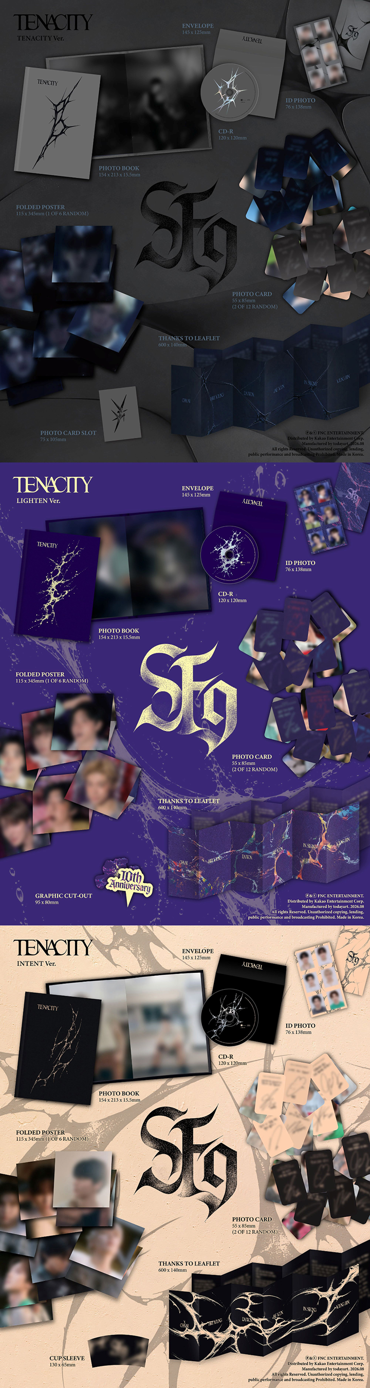 SF9 TENACITY The 2nd Album [tenacity] (tenacity Ver. + Lighten Ver. + Intend Ver.)