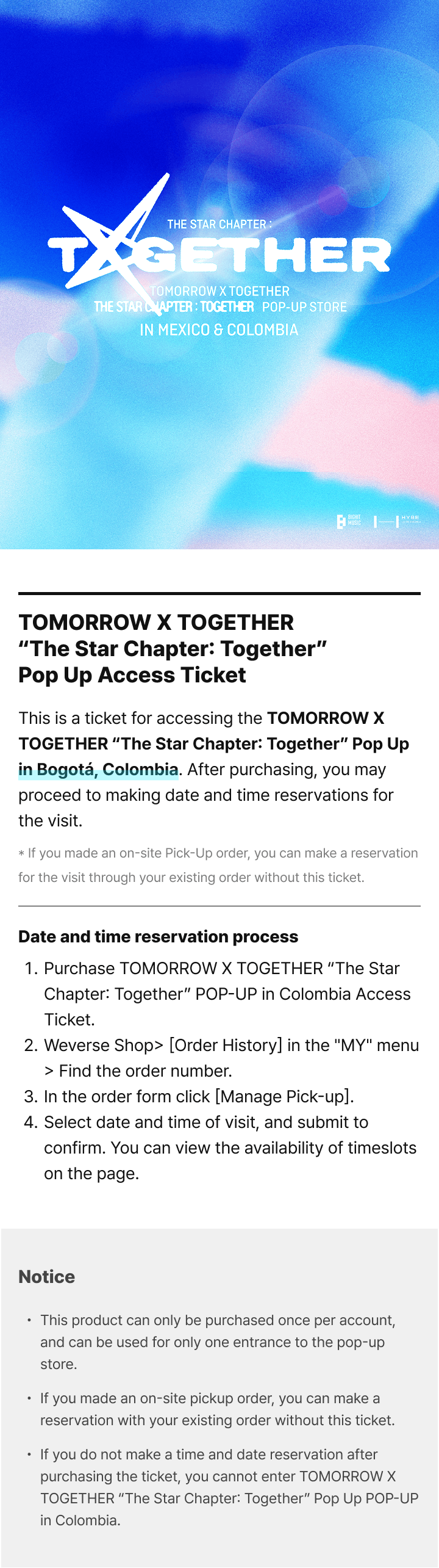 The Star Chapter: Together POP UP in Colombia Access Ticket 0 detail