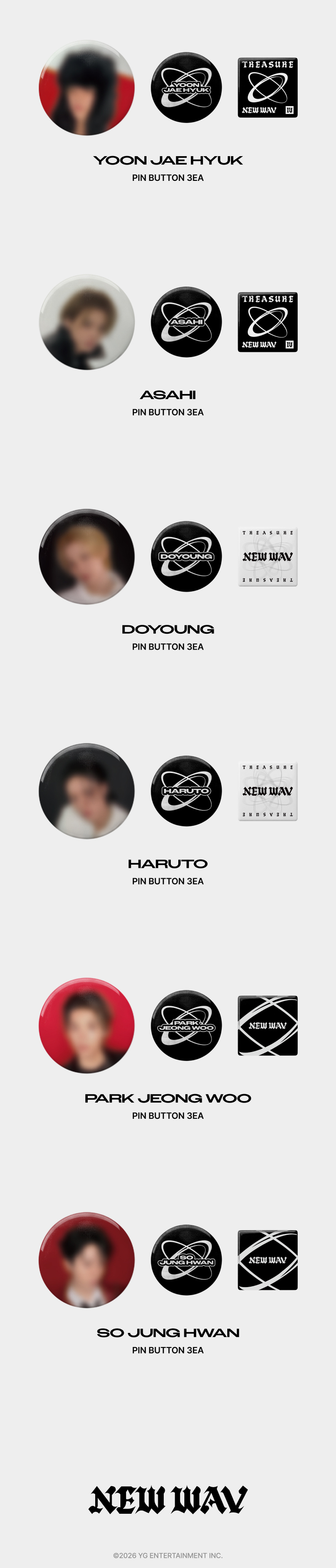[NEWWAV] TREASURE PIN BUTTON SET 2 detail