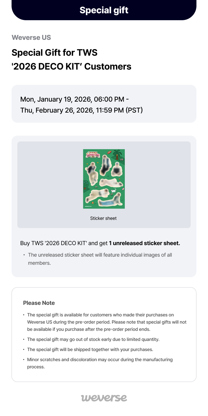 Weverse US] Special Gift for TXT 2026 DECO KIT Customers