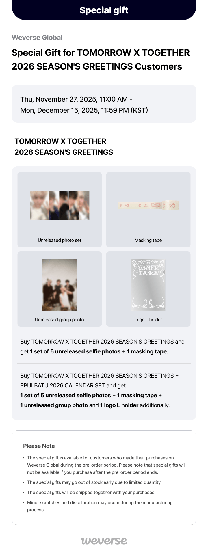 TOMORROW X TOGETHER 2026 SEASON’S GREETINGS 0 detail