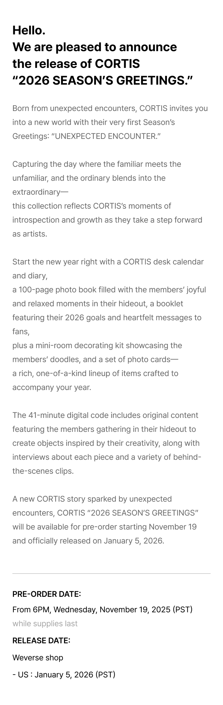 CORTIS 2026 SEASON’S GREETINGS 3 detail