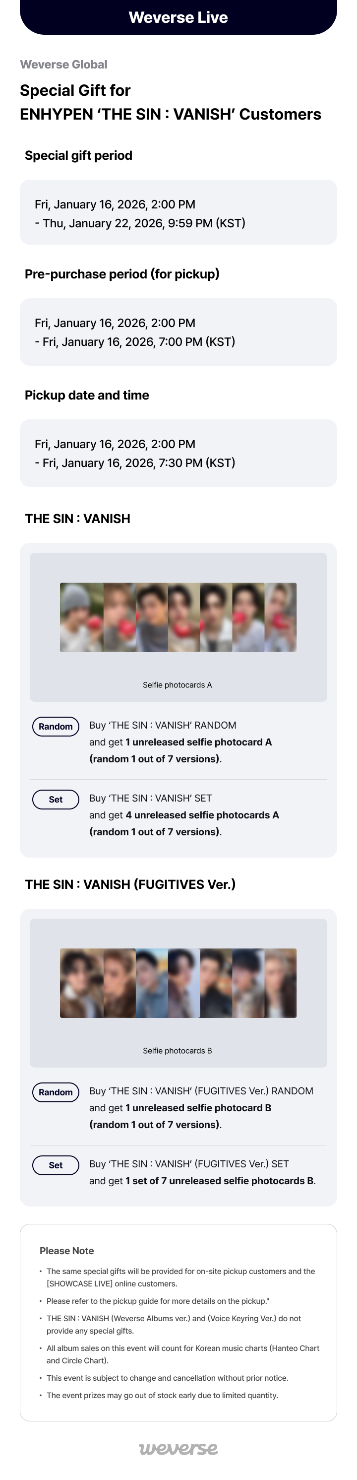 Weverse Global] Special Gift for ENHYPEN 'THE SIN : VANISH