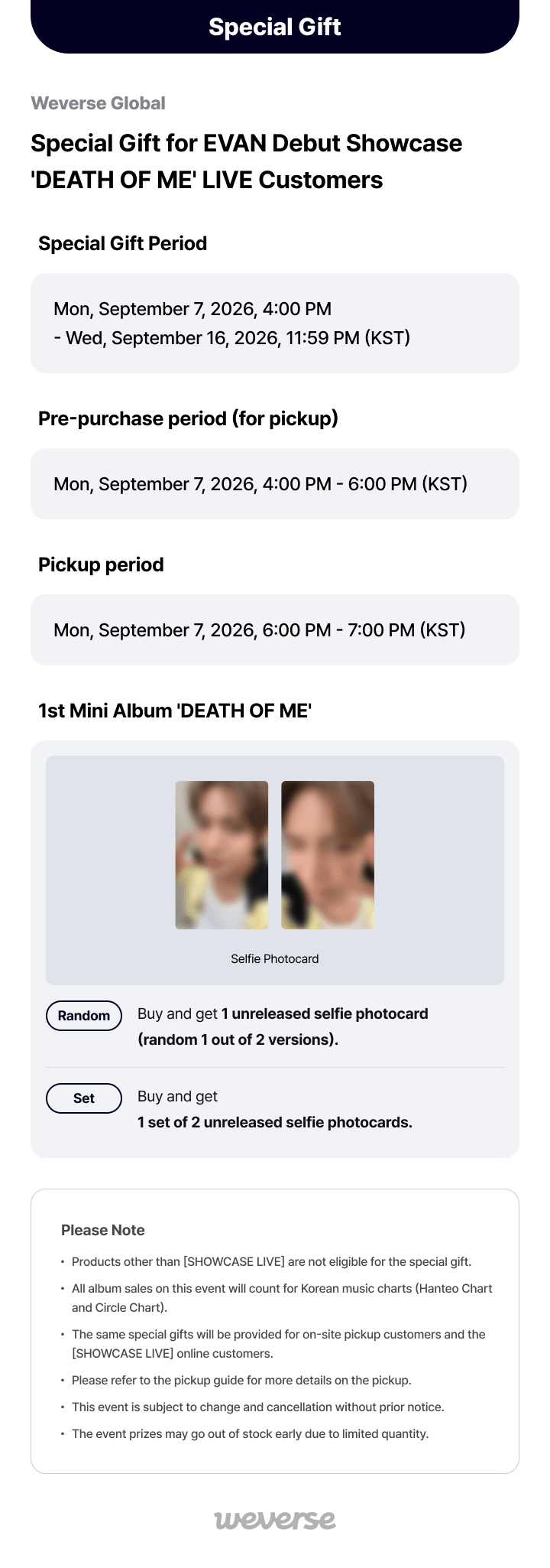 [SHOWCASE LIVE] 1st Mini Album 'DEATH OF ME' (Random) 0 detail