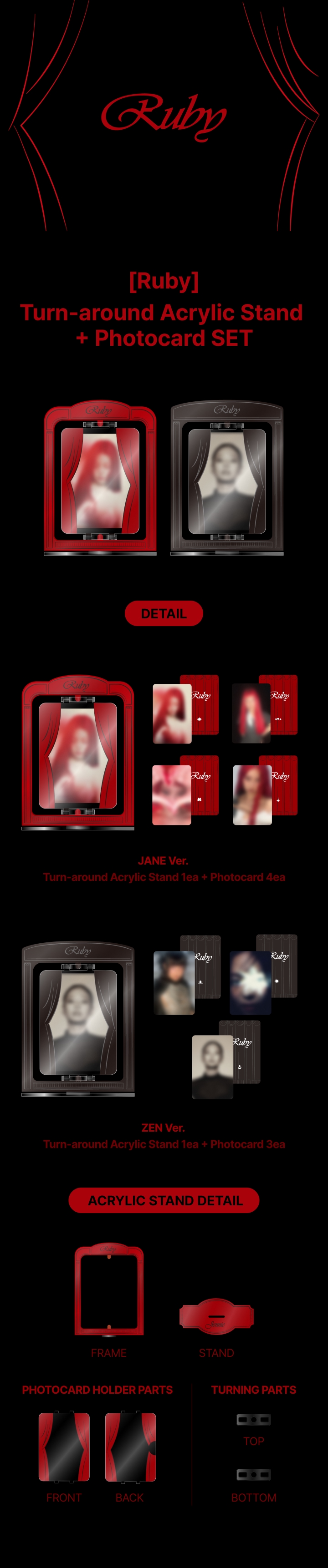 K-POP・アジア JENNIE Ruby Acrylic Stand photocard ZEN JENNIE - Ruby Official MD Turn-Around Acrylic Stand +