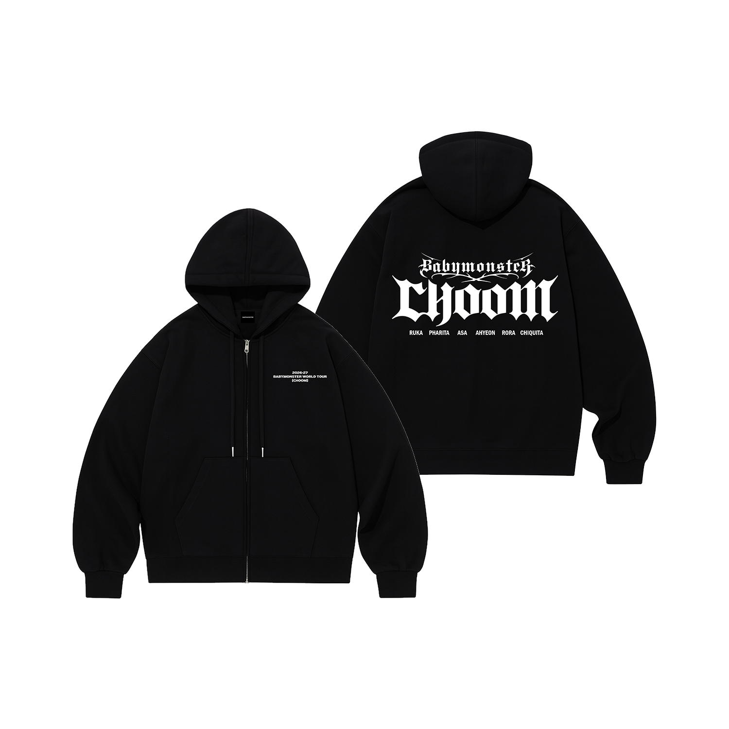 BABYMONSTER ジップフーディー BLACK short BABYMONSTER | [CHOOMTOUR] BABYMONSTER ZIP-UP HOODIE