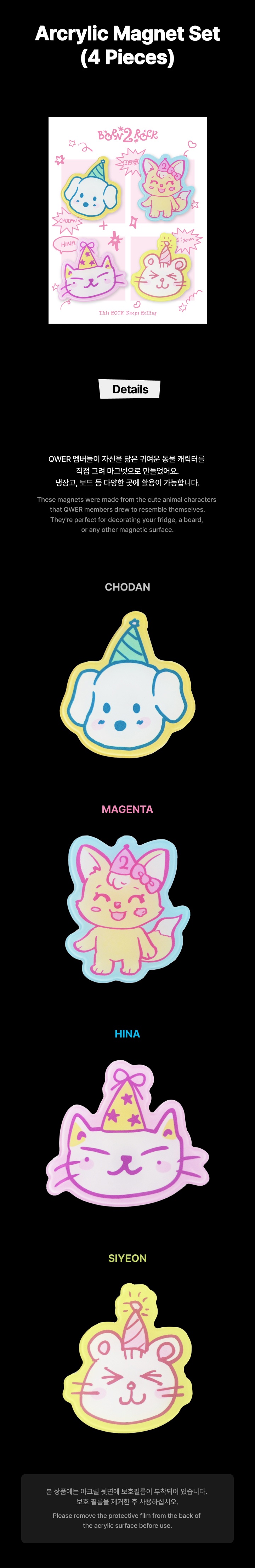Acrylic Magnet Set (4 Pieces) 1 detail