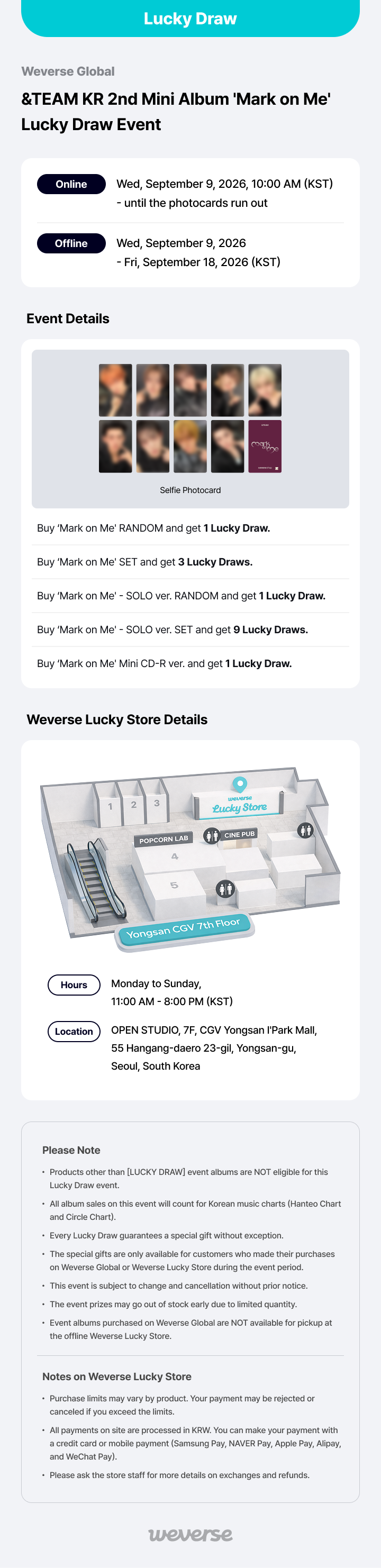 Weverse Global] &TEAM KR 2nd Mini Album 'Mark on Me' Lucky Draw Event