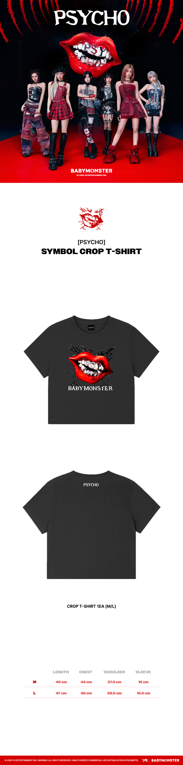 BABYMONSTER POPUP 限定 psycho ロンT Tシャツ 黒 ロングスリーブTシャツ＜PSYCHO＞ BLACK | BABYMONSTER ONLINE SHOP