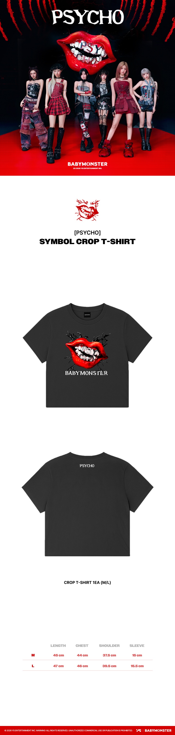 [PSYCHO] BABYMONSTER SYMBOL CROP T-SHIRT 1 detail