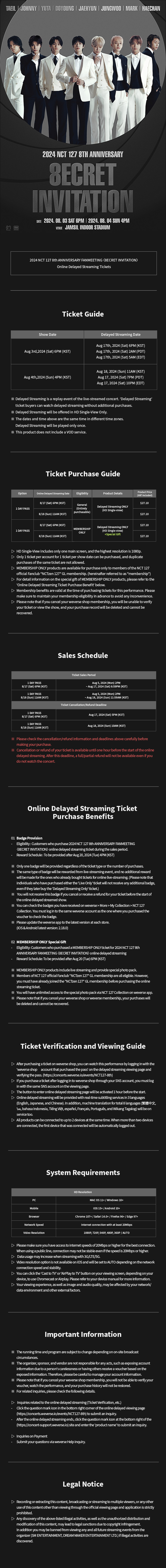 2024 NCT 127 8th ANNIVERSARY FANMEETING <8ECRET INVITATION> HD Single-view (Delayed Streaming Only) (8/4) 1 detail