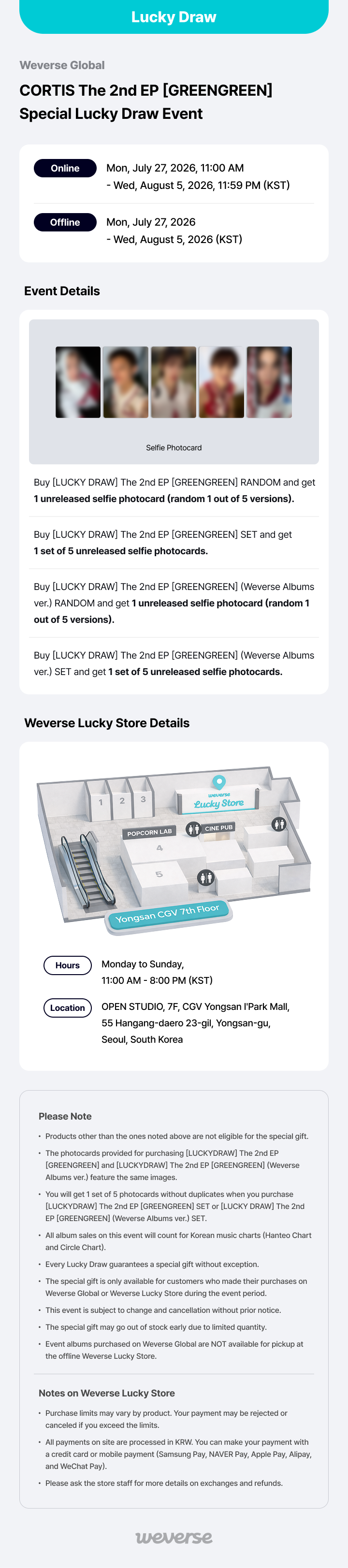 Weverse Global] CORTIS The 2nd EP [GREENGREEN] Special Lucky Draw
