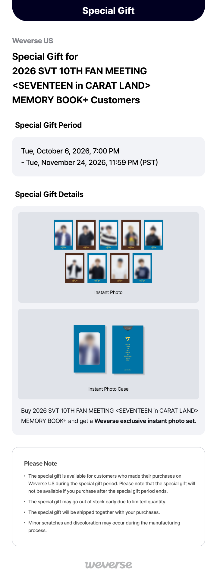 ブソクスン weverse global 特典 トレカ 10セット Weverse US] Special Gift for 2026 SVT 10TH FAN MEETING <SEVENTEEN
