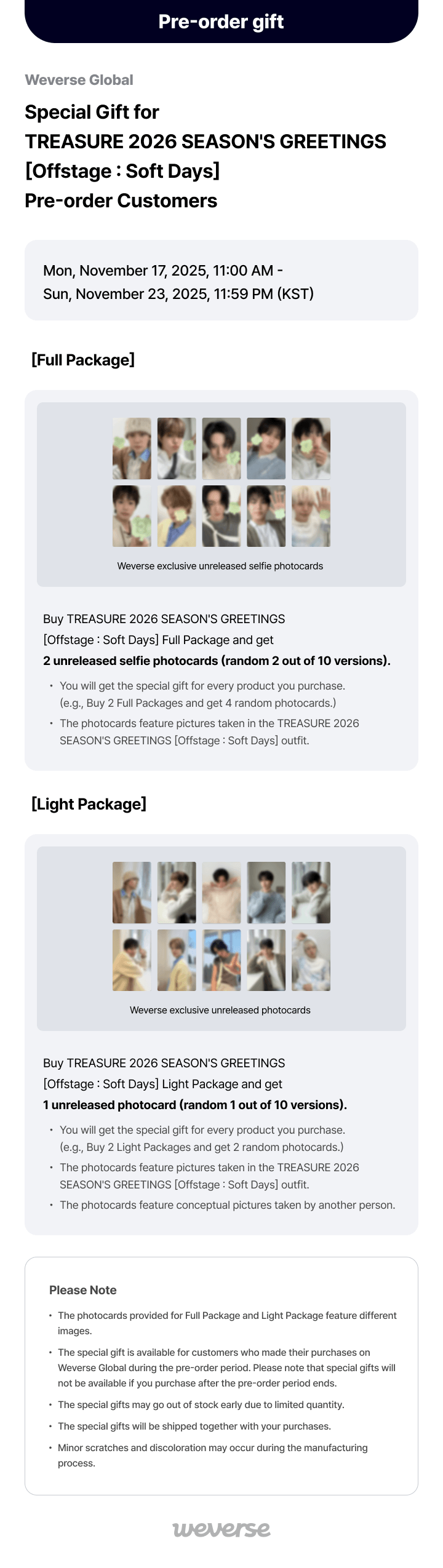 TREASURE 2026 SEASON'S GREETINGS [Offstage : Soft Days] Light Package 0 detail