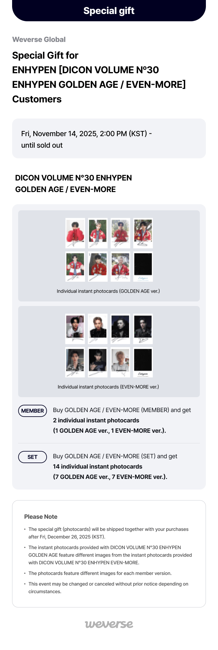 [Instant Photocard Ver.] DICON VOLUME Nº30 EN- GOLDEN AGE / EVEN-MORE (JAKE) 0 detail