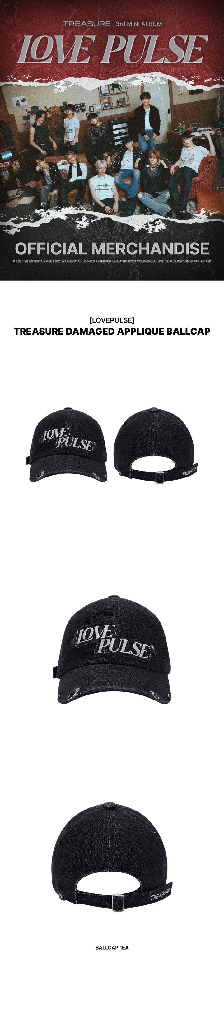 [LOVEPULSE] TREASURE DAMAGED APPLIQUE BALLCAP 0 detail
