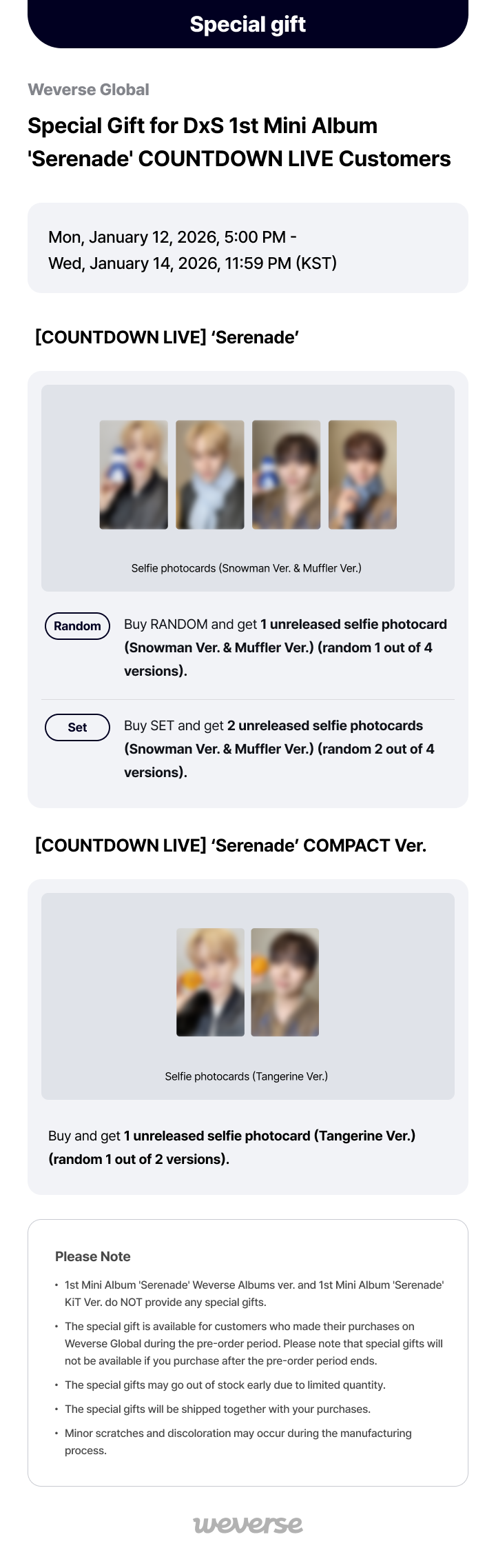 Weverse Global] Special Gift for DxS 1st Mini Album 'Serenade