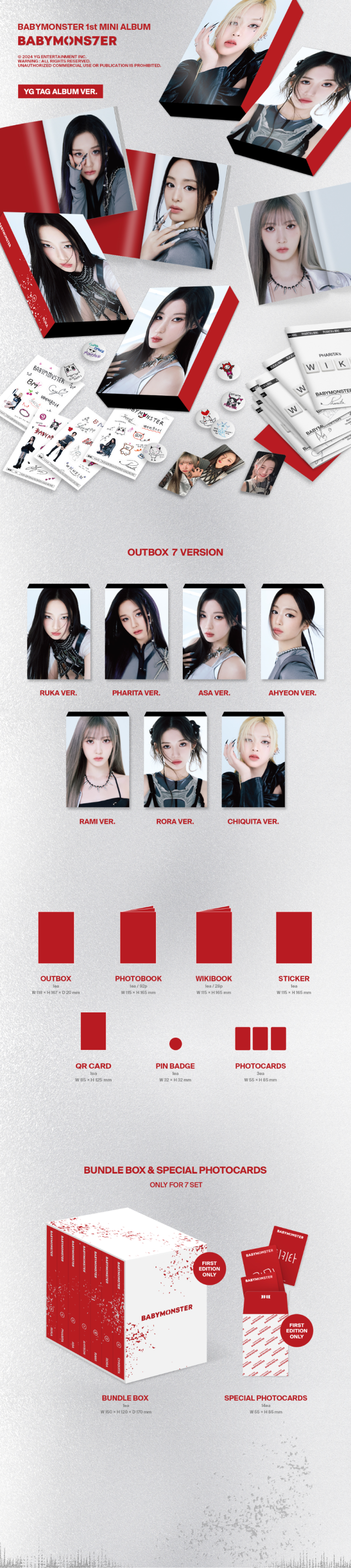 [2024 TMEA FESTIVAL] BABYMONSTER 1st MINI ALBUM [BABYMONS7ER] YG TAG ALBUM VER. SET 1 detail