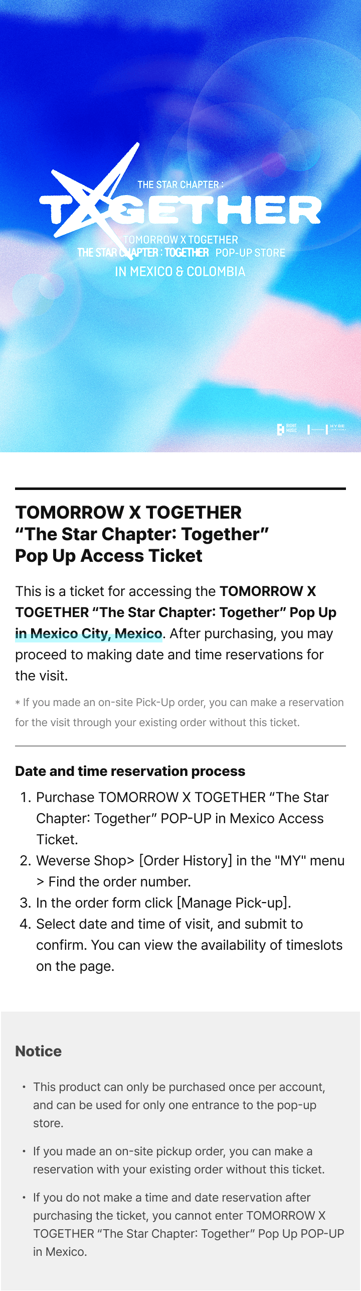 The Star Chapter: Together POP UP in Mexico City Access Ticket 0 detail