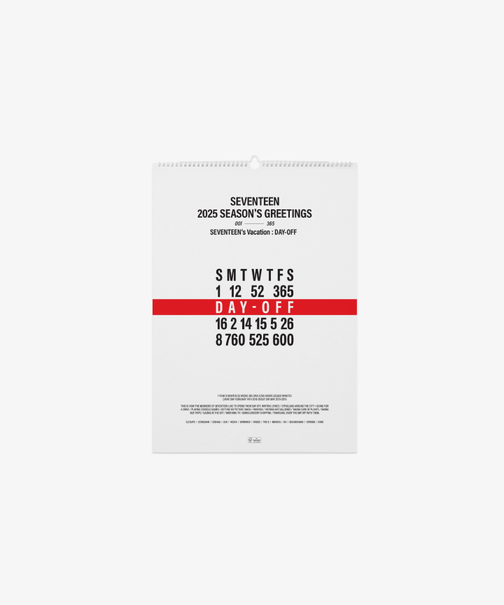 SEVENTEEN 2025 SEASON'S GREETINGS WALL CALENDAR