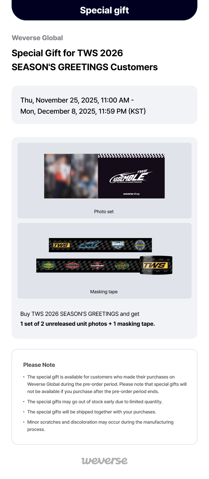 Weverse Global] Special Gift for TWS 2026 SEASON'S GREETINGS Pre