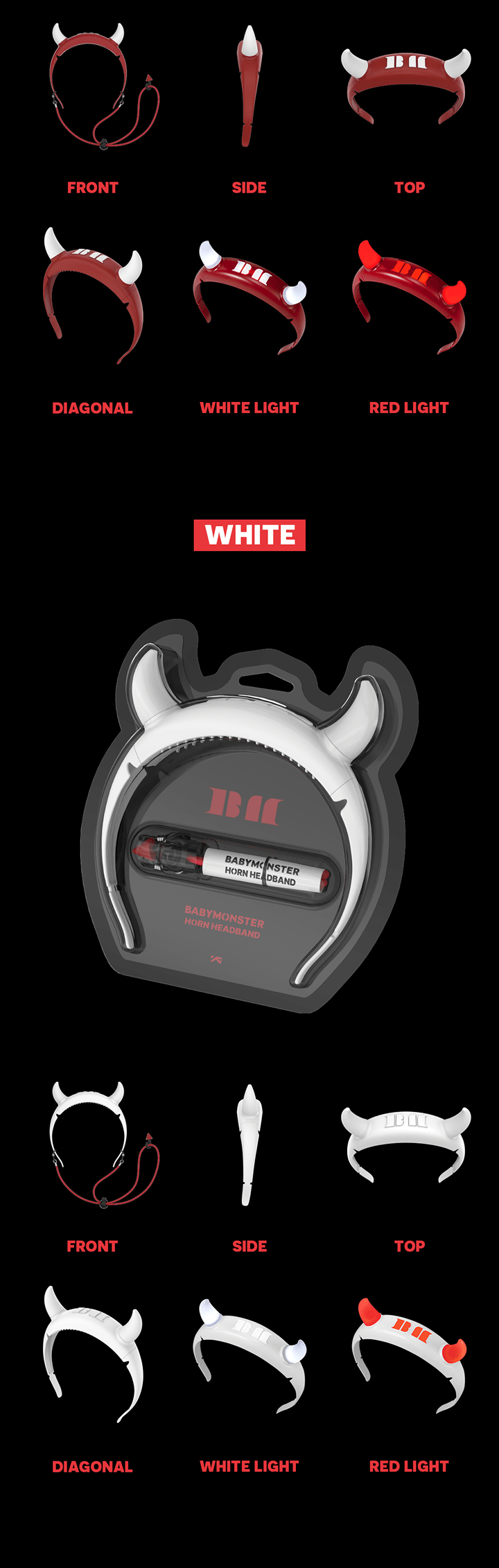 **BABYMONSTER Official Horn Headband** (lightstick, fanlight) — authentic K-POP merch sold by BYIT KPOP, fast worldwide shipping - 100% authentic KPOP Goods by **BYIT KPOP** (Lightstick, Album, Keyring, Photo Card, MD, Figure etc KPOP Merch) - Worldwide shipping, Safe and Fast delivery guaranteed (официальный лайтстик, фанлайт, кей-поп мерч) — authentic K-POP goods (официальный мерч) sold by BYIT KPOP, worldwide shipping (доставка по всему миру)