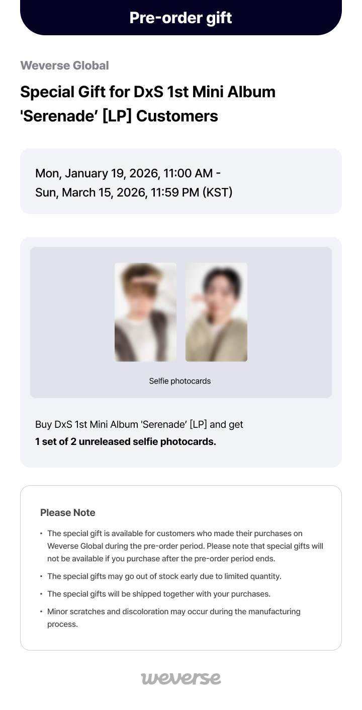 Weverse Global] Special Gift for DxS 1st Mini Album 'Serenade' [LP