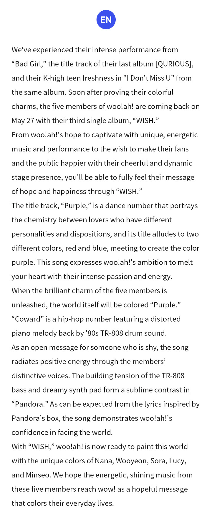 3rd Single Album “WISH“ Hope Ver. 3 detail
