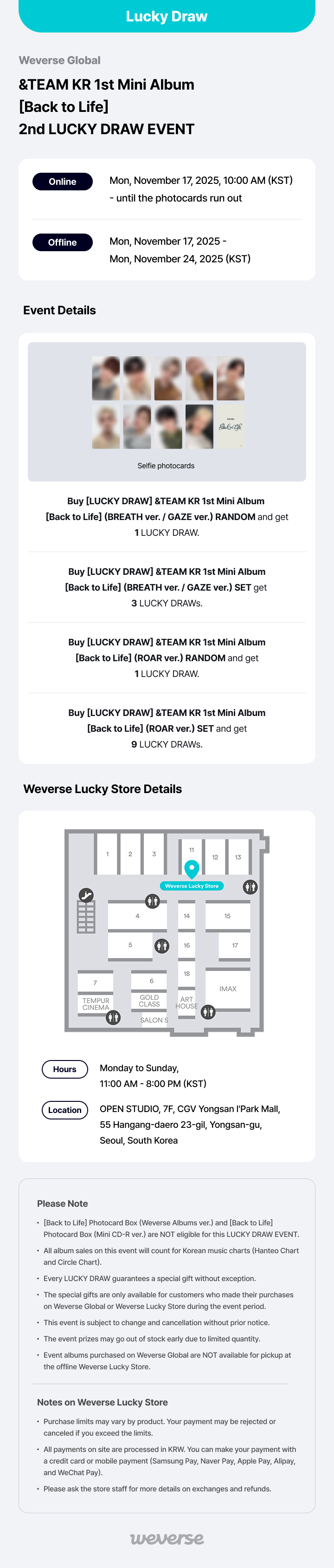 Weverse Global] &TEAM KR 1st Mini Album [Back to Life] 2nd LUCKY