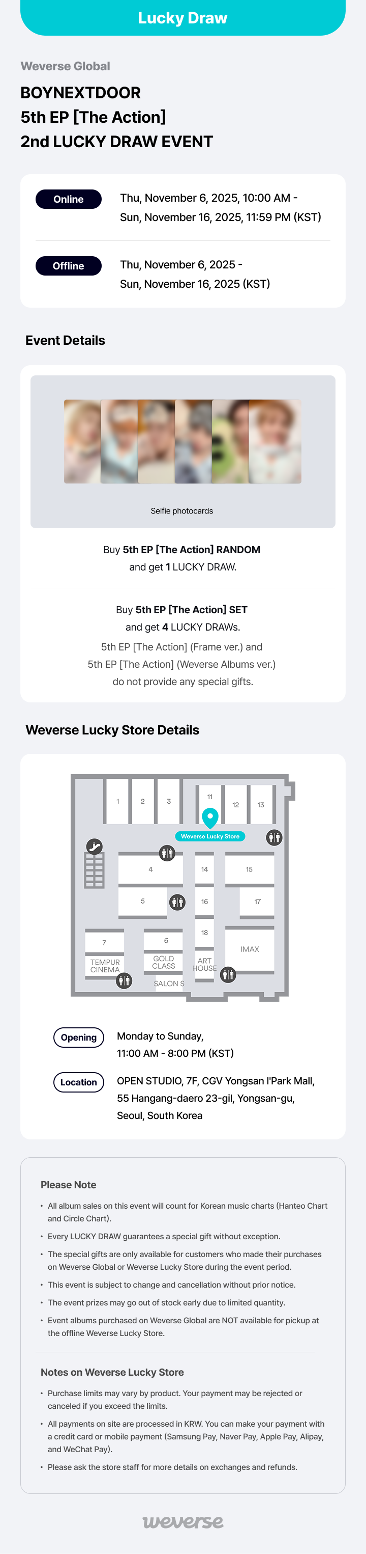 Weverse Global] BOYNEXTDOOR 5th EP [The Action] 2nd LUCKY DRAW EVENT