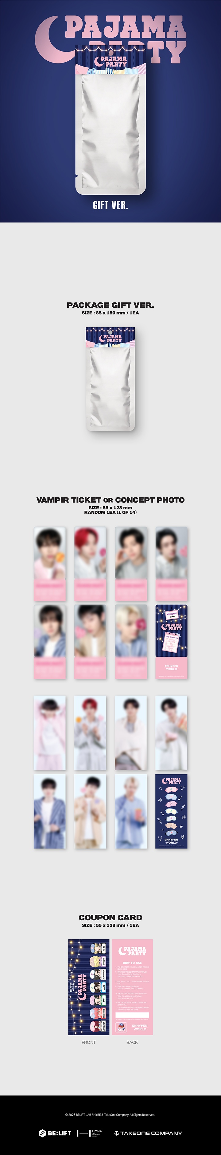 [ENHYPEN WORLD COUPON CARD COLLECTION] PAJAMA PARTY GIFT ver 1 detail