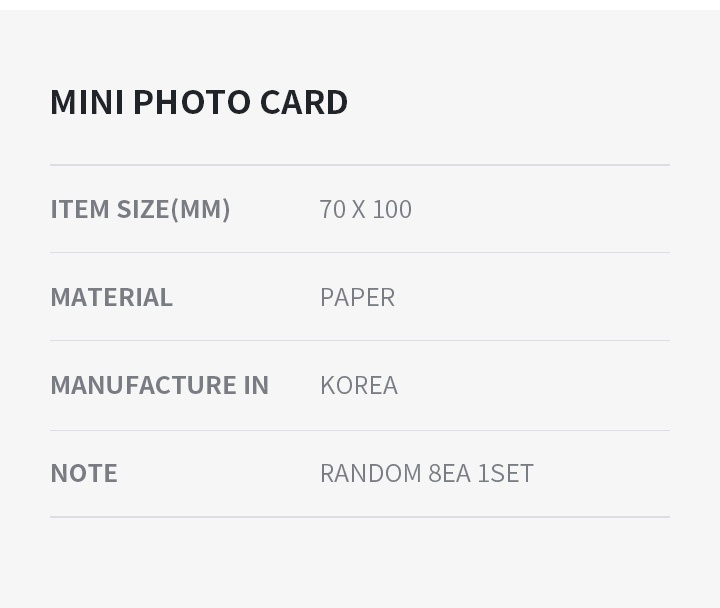 Mini Photo Card BTS | Mini Photo Card