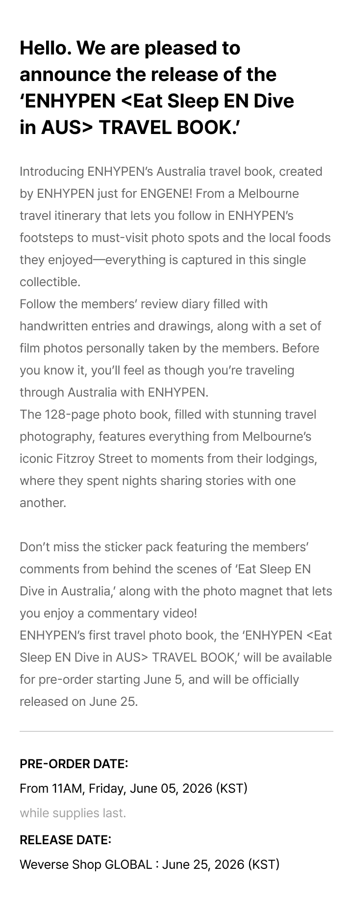 ENHYPEN <Eat Sleep EN Dive in AUS> TRAVEL BOOK 3 detail