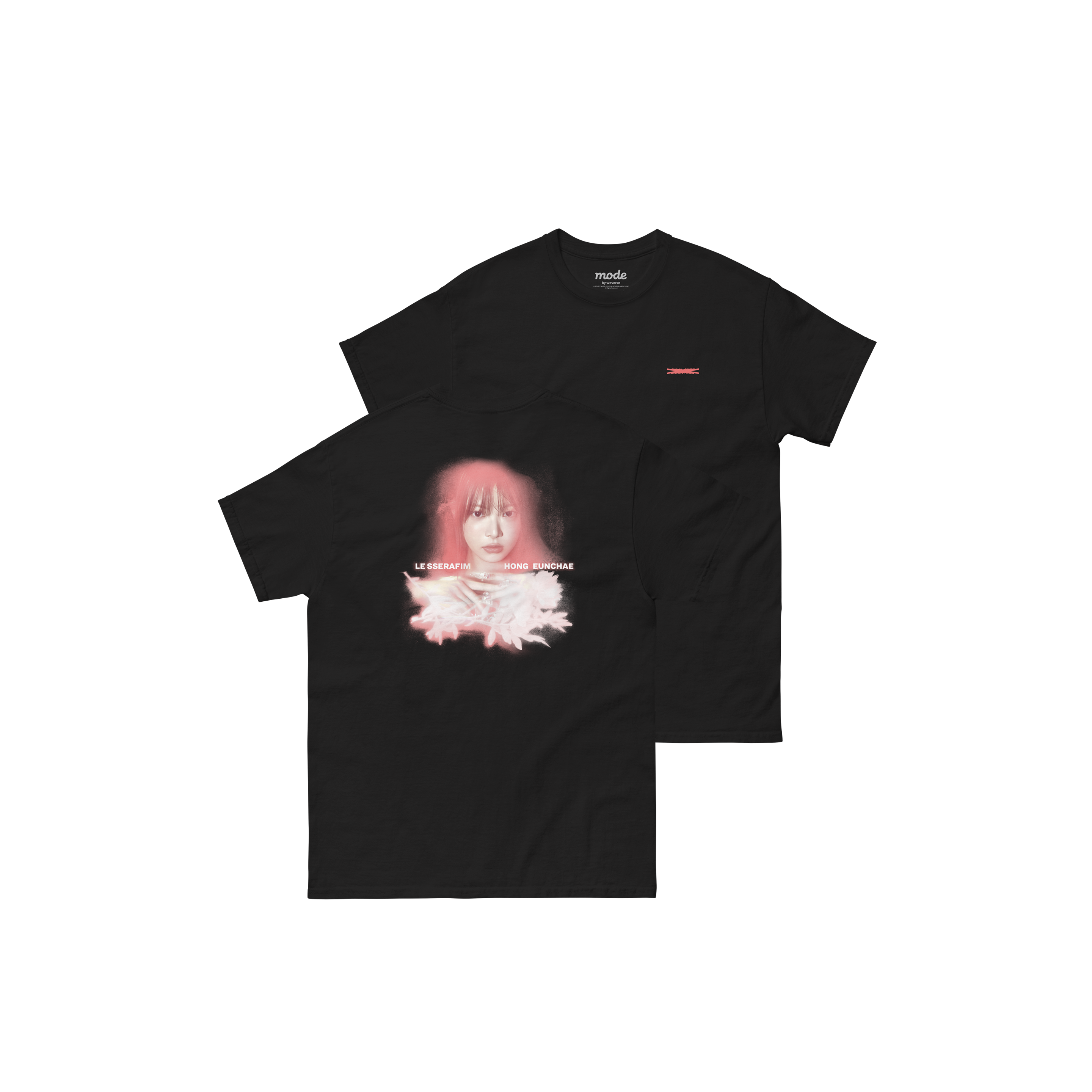LE SSERAFIM | [HONG EUNCHAE] Flower Portrait S/S Tee (Black)