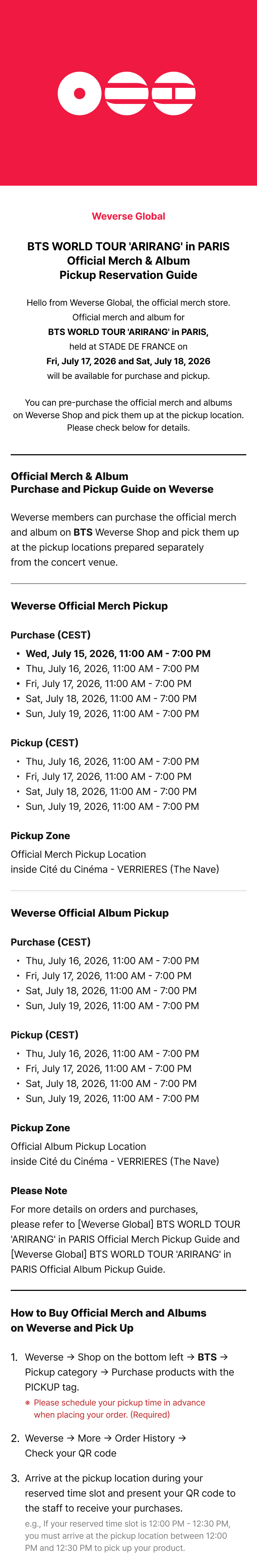 Weverse Global] BTS WORLD TOUR 'ARIRANG' in PARIS Official Merch