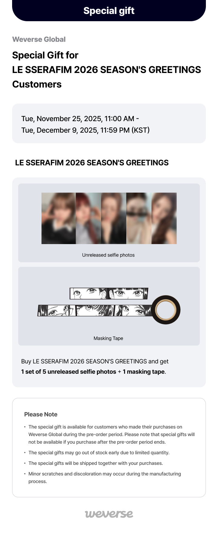 Weverse Global] Special Gift for LE SSERAFIM 2026 SEASON'S