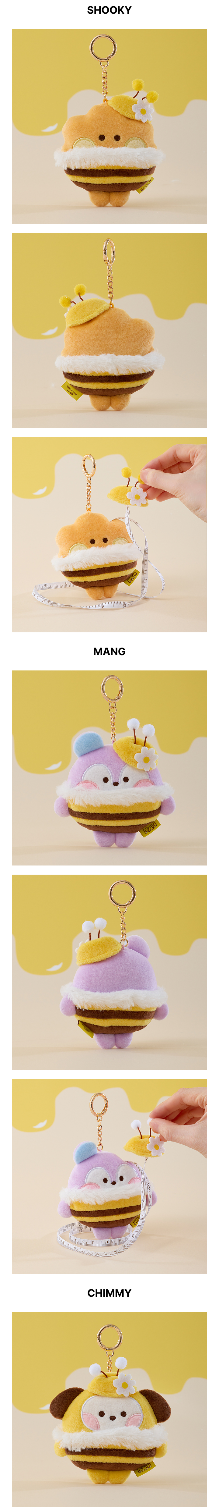 minini Measuring Tape Plush Keyring Honey Bee 1 detail