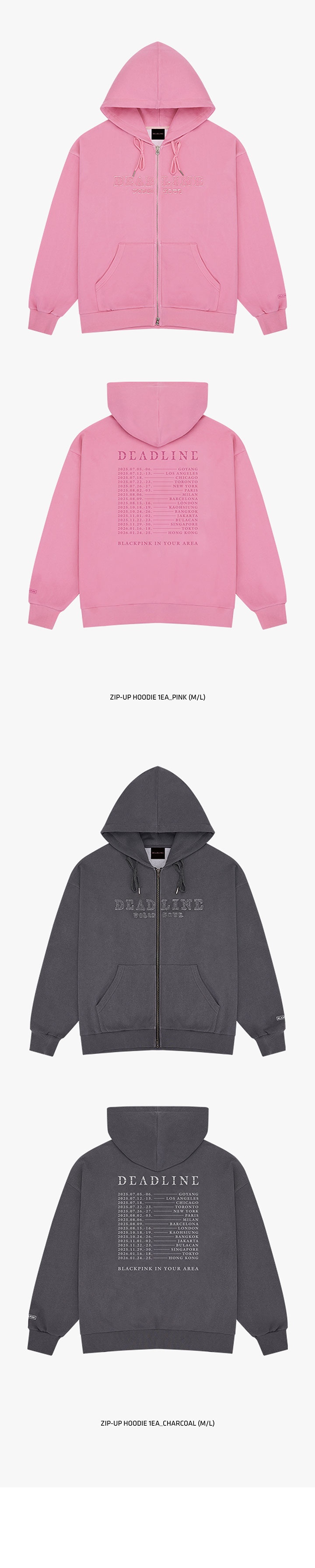 [DEADLINETOUR] BLACKPINK LOGO APPLIQUE ZIP-UP HOODIE 1 detail