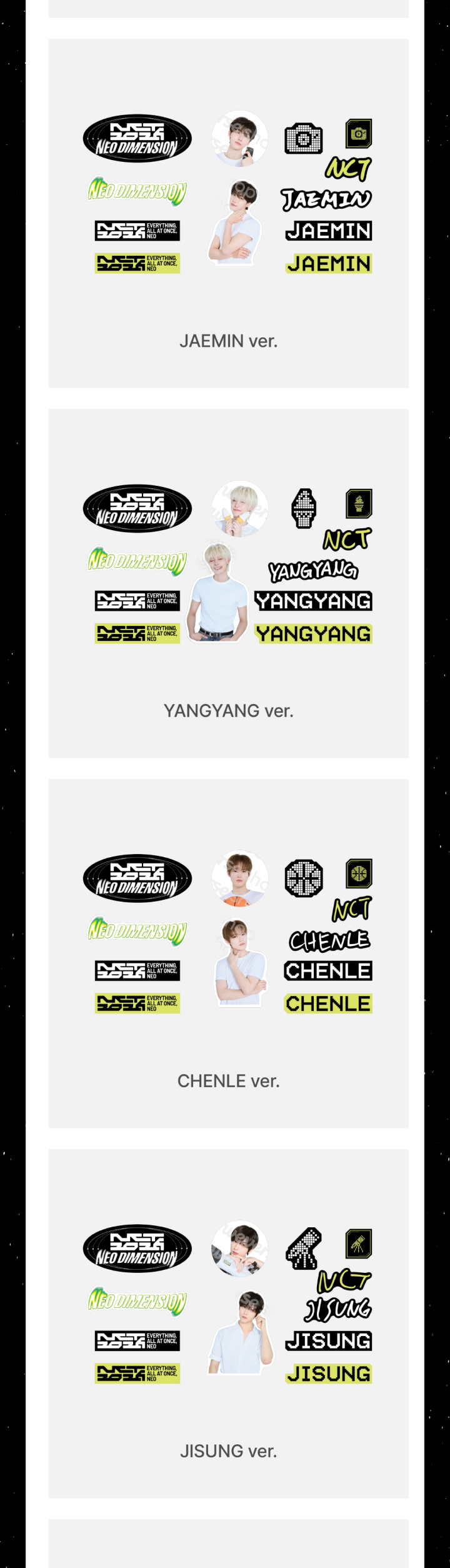 NCT 127 NEO DIMENSION Big Removable Sticker Set