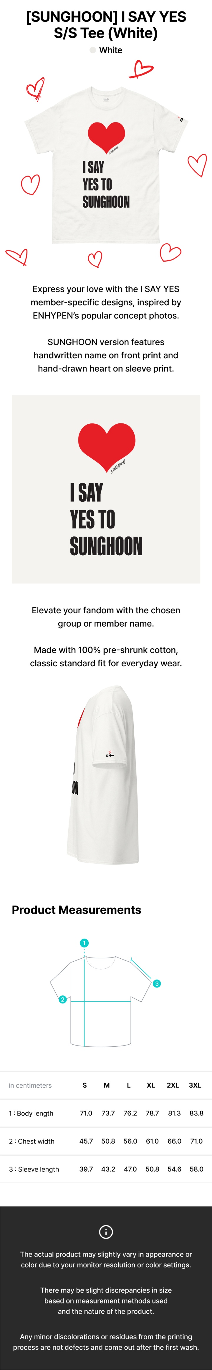 [SUNGHOON] I SAY YES S/S Tee (White) 0 detail