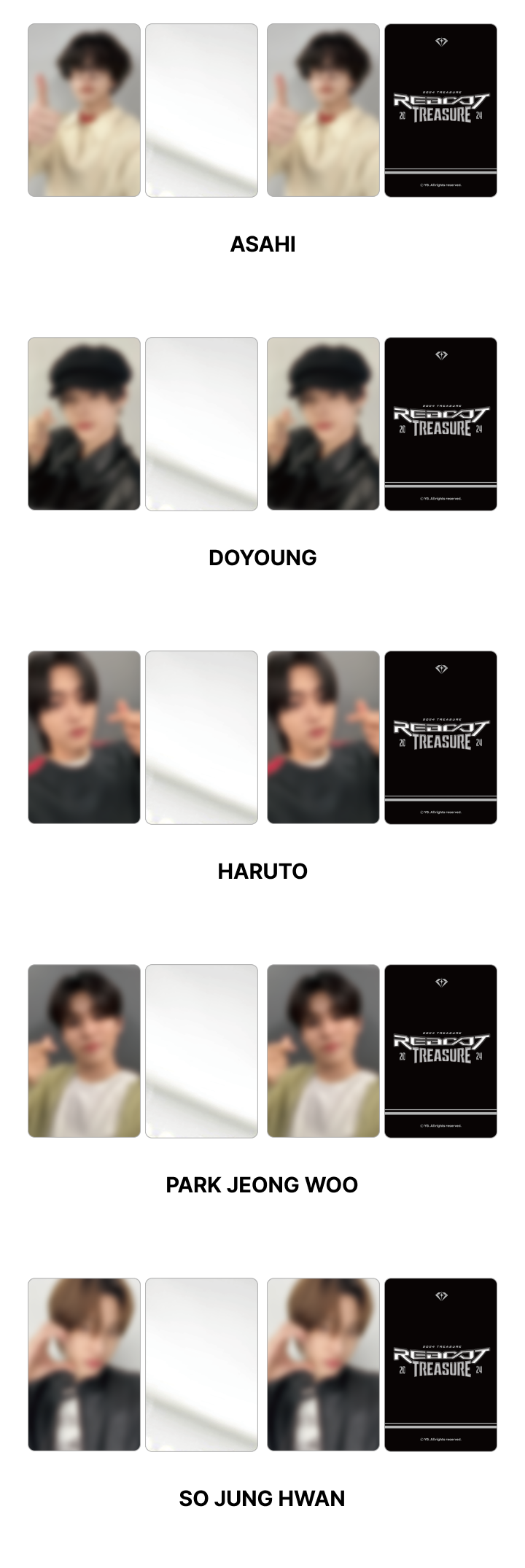 [REBOOTTOUR] TREASURE METAL PHOTOCARD SET 2 detail