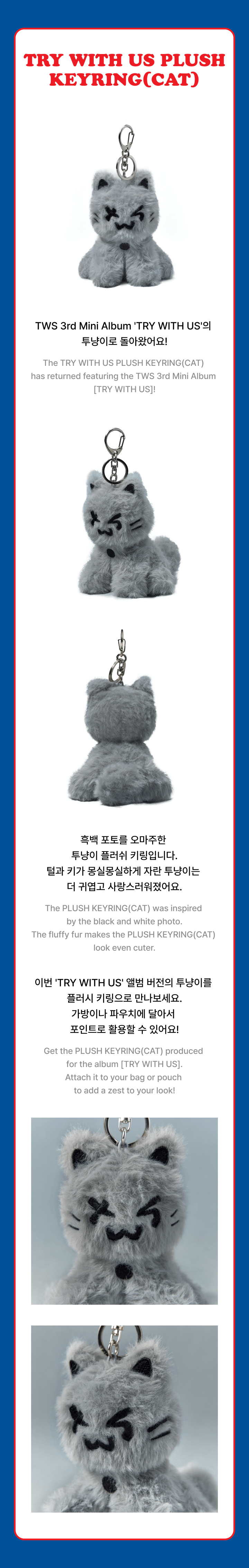 TRY WITH US Plush Keyring (Cat) 1 detail
