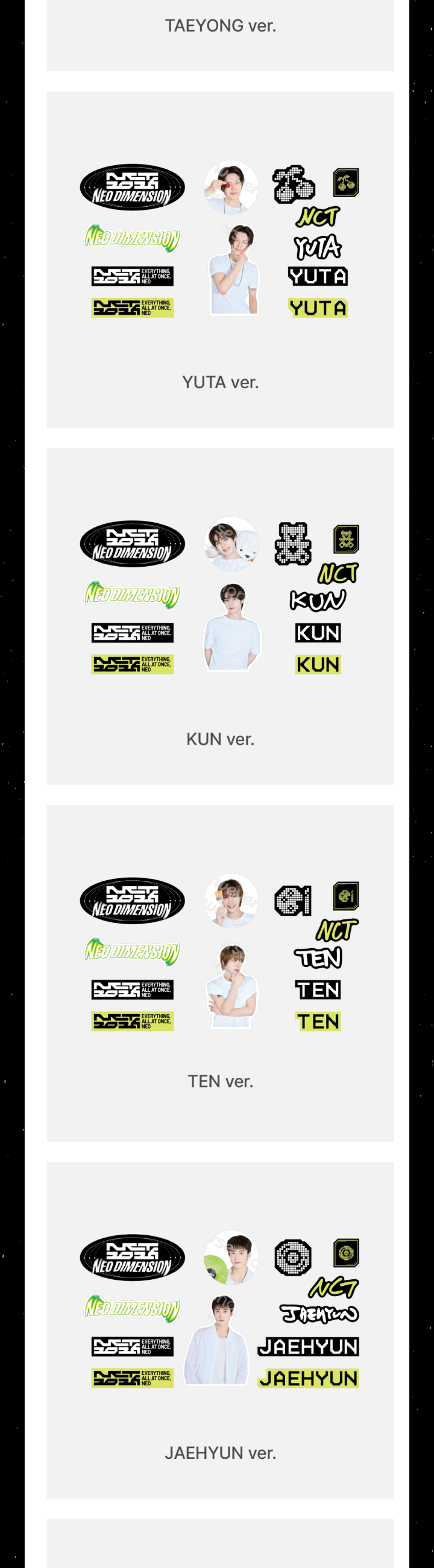 NCT 127 NEO DIMENSION Big Removable Sticker Set