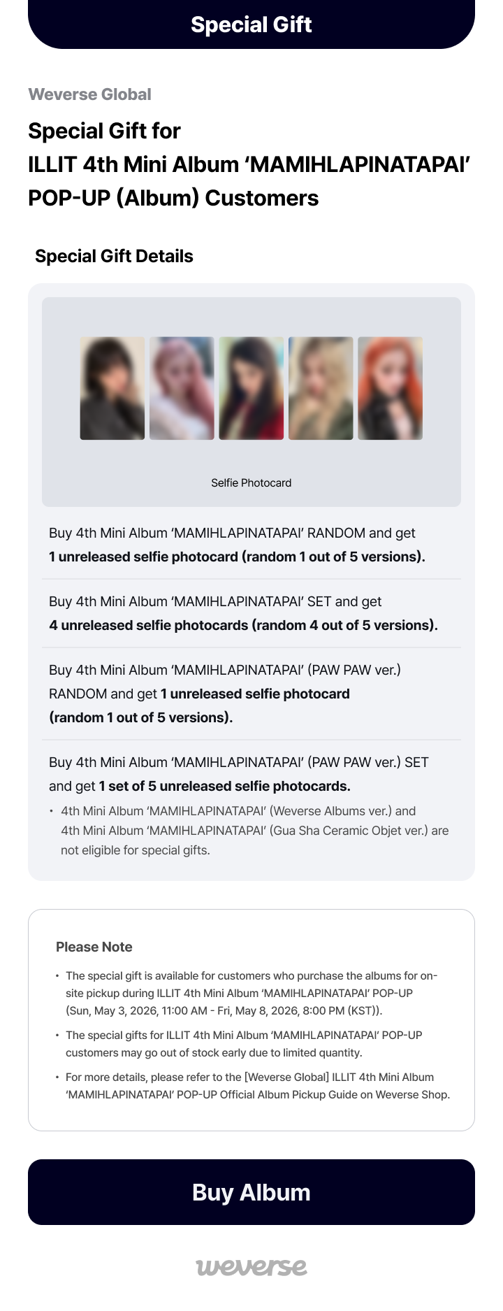 Weverse Global] ILLIT 4th Mini Album 'MAMIHLAPINATAPAI' POP-UP