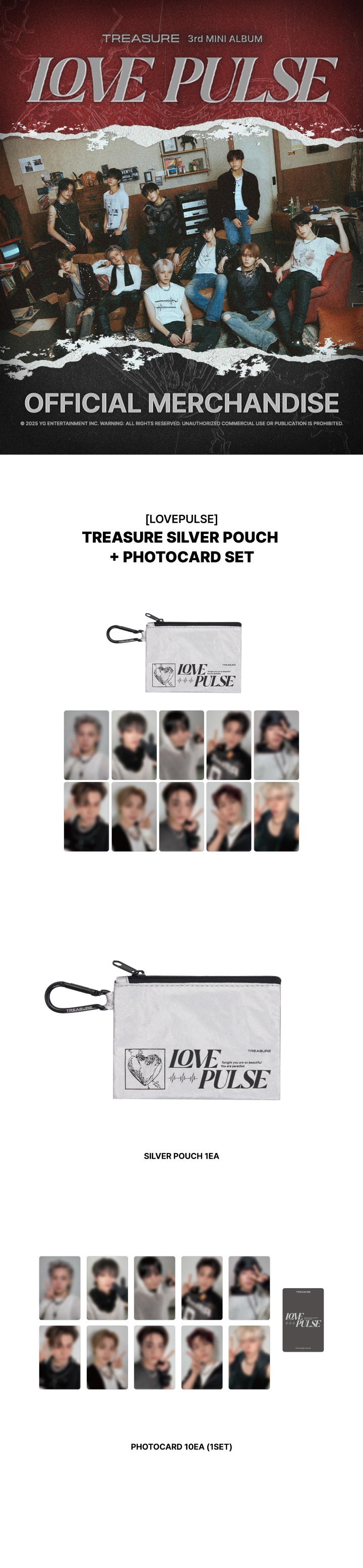 [LOVEPULSE] TREASURE SILVER POUCH + PHOTOCARD SET 0 detail