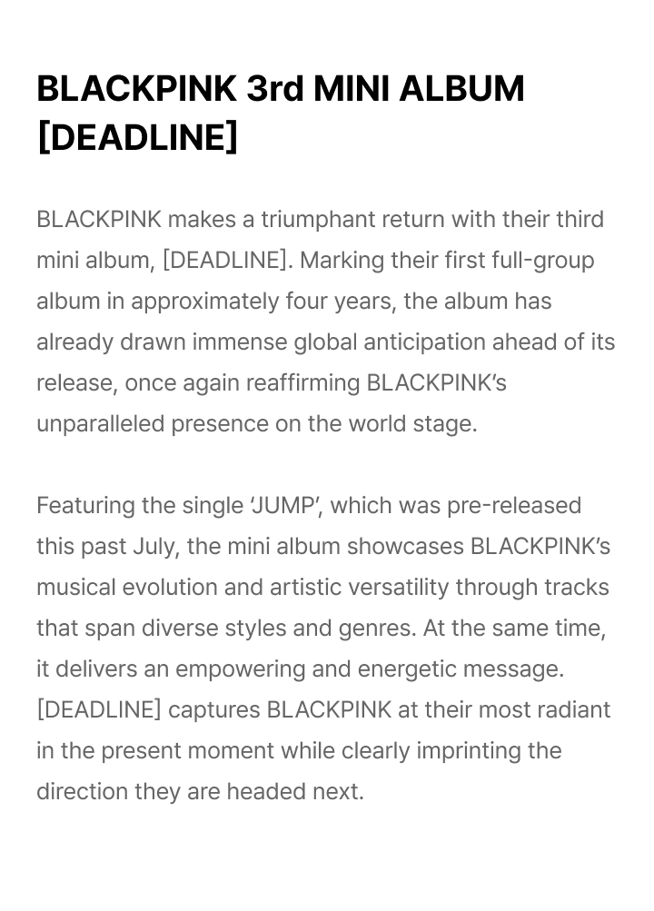 BLACKPINK 3rd MINI ALBUM [DEADLINE] MOOD LIGHT Ver. 2 detail