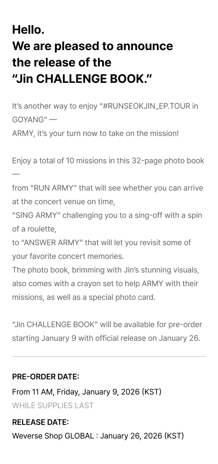 Jin '#RUNSEOKJIN_EP.TOUR in GOYANG' The Original SET 9 detail